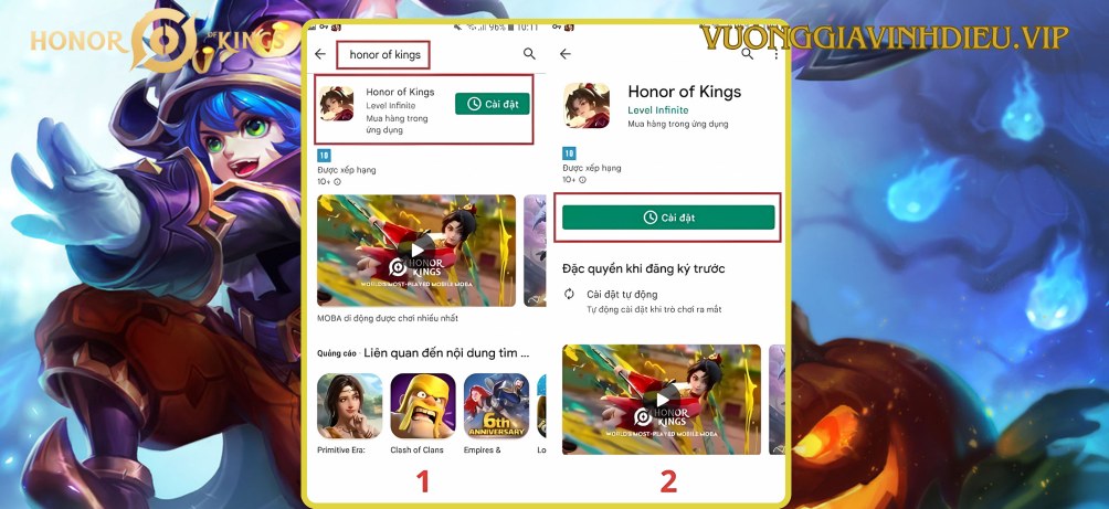 Cách cài đặt vương giả vin diệu quốc tế apk